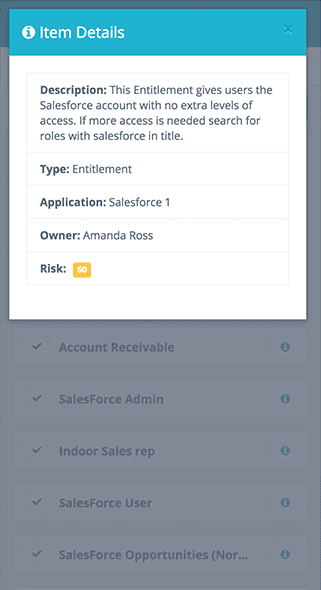Modal in the shipped IdentityIQ mobile workflow