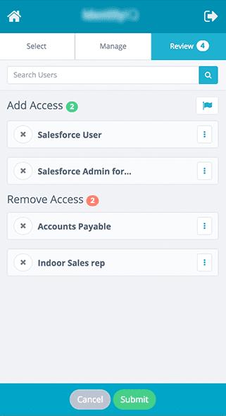 Shipped mobile review page for finalizing access requests